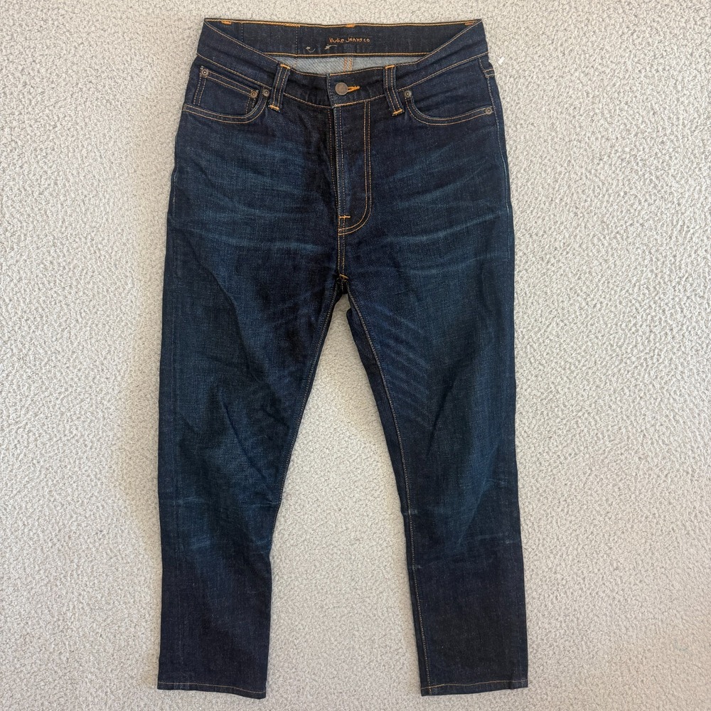 Nudie Jeans Brute Knut sz 27 x 32 Crinkle Blues Organic Cotton MSRP $240